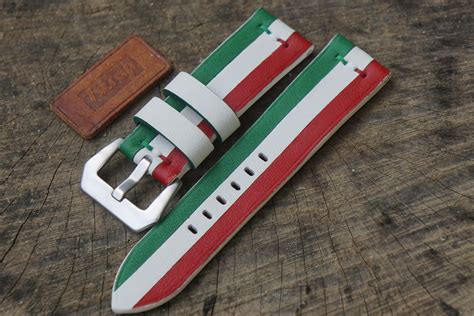 Watch Strap in Rolled Canvas for Panerai, Italian Flag 